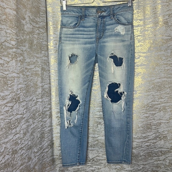 American Eagle Hi-Rise Jegging Crop Super Stretch Size 0 - Picture 2 of 14